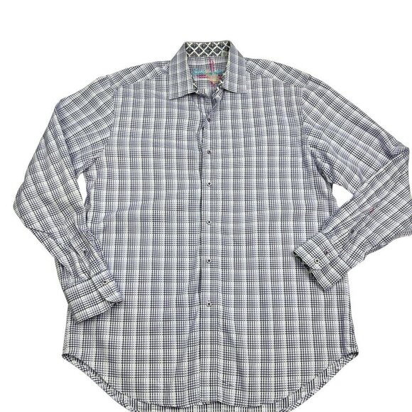 Robert Graham 100% Cotton Checkered Long Sleeve Button Down Shirt Men's SZ Large - Picture 1 of 9